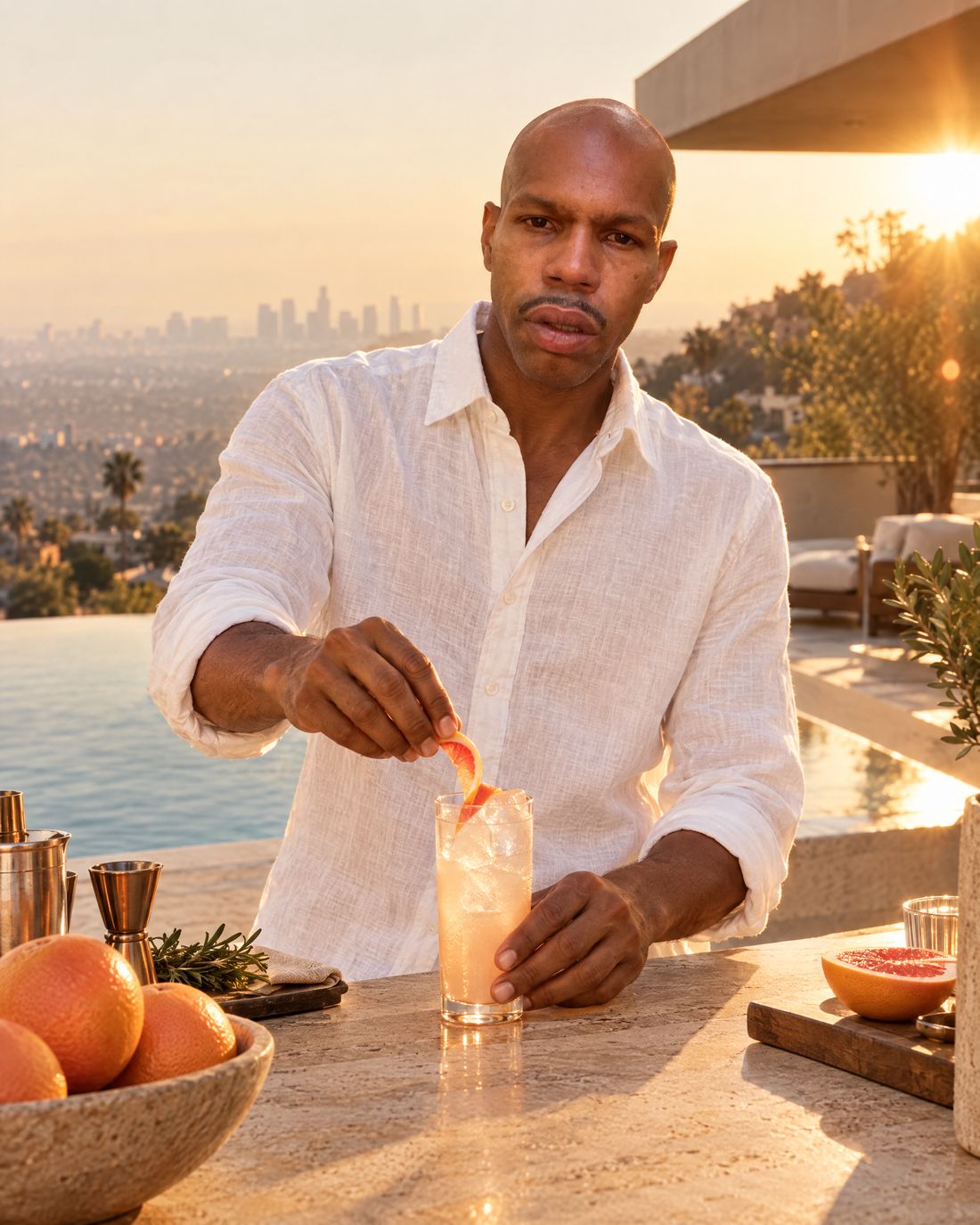 Shane at an outdoor home bar