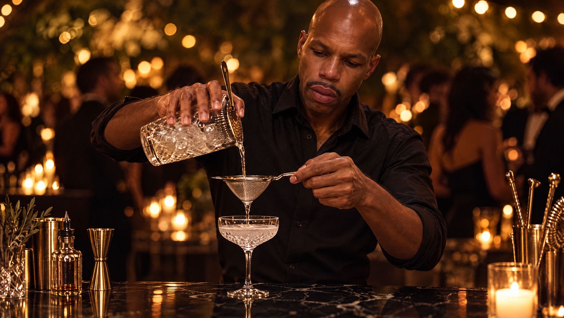 Shane Richardson making a cocktail at a private event
