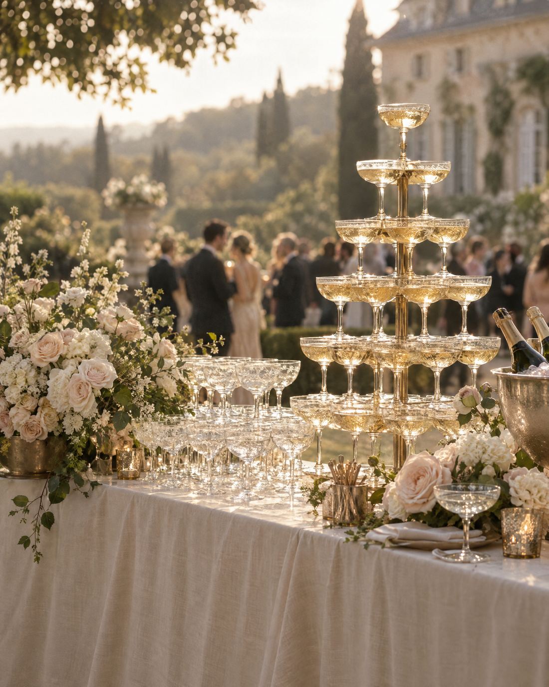 Wedding bar with champagne tower